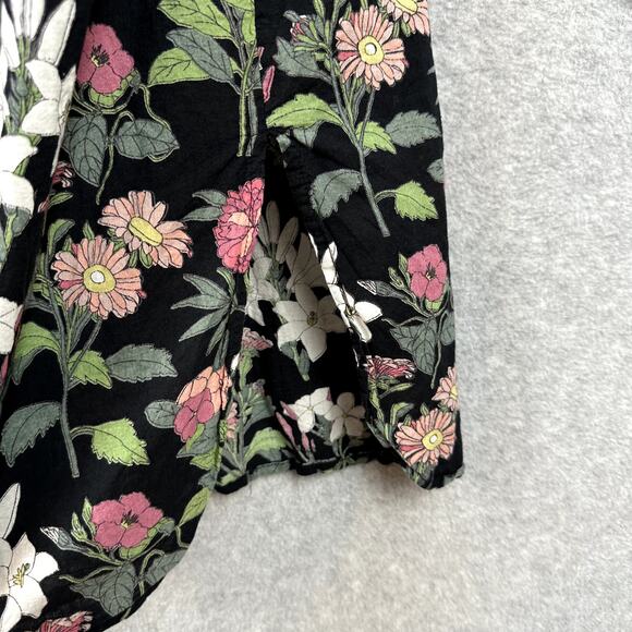 Mahogany Nightshirt Size S Black Floral Dress Button Down Collared Cottage - Picture 9 of 9